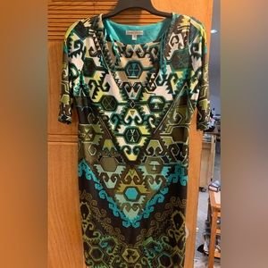 Women Bohemian Used Good Condition Mini Dress with boat neck ; Size 8 P